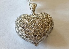 Gorgeous 18 Karat White Gold Pave 1.80 Carat Diamond Heart Pendant