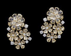 Gorgeous 18 Karat White Gold and Yellow Gold, and Diamond Earring