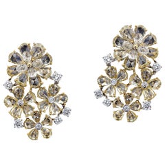 Gorgeous 18 Karat White Gold and Yellow Gold, and Diamond Earring