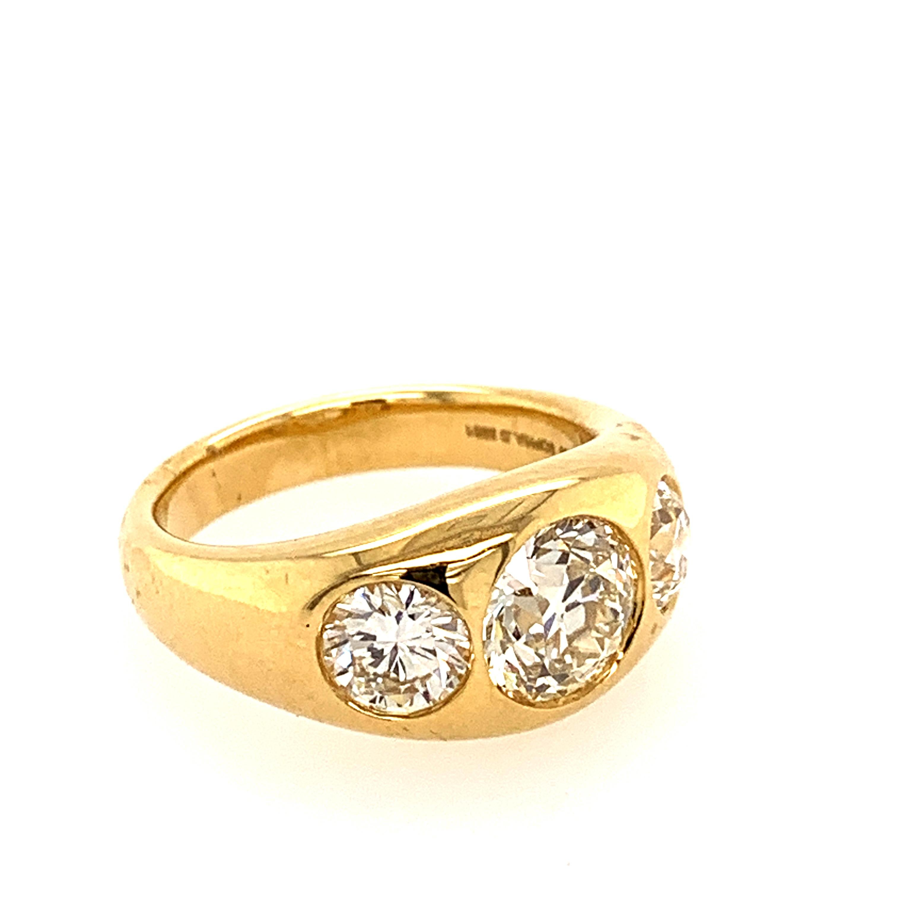 Art Deco Sophia D. 18K Yellow Gold with 1.63 Carat Center Round Diamond Gypsy Ring