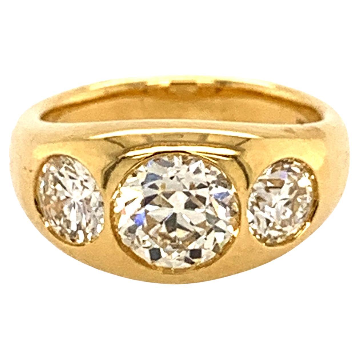 Sophia D. 18K Yellow Gold with 1.63 Carat Center Round Diamond Gypsy Ring