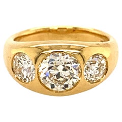 Gorgeous 18 Karat Yellow Gold with 1.63 Carat Center Round Diamond Gypsy Ring