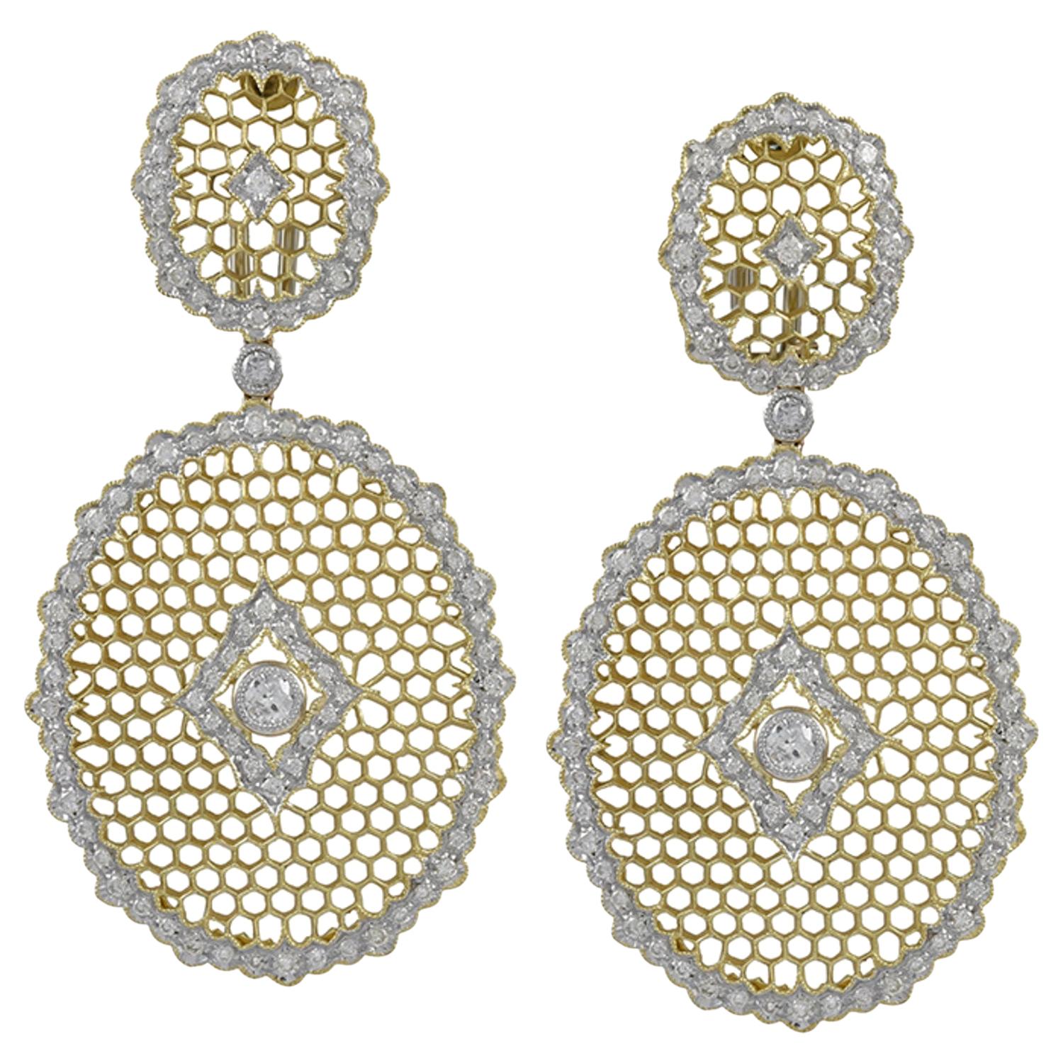 Sophia Boucles d'oreilles en or jaune avec diamants de 2,08 carats en vente