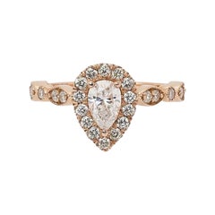 Wunderschönes 18 kt. Vintage-Ring aus Roségold mit 1,05 natürlichen Diamanten im Vintage-Stil, IGI-zertifiziert