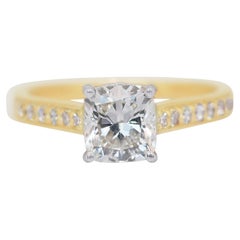 Gorgeous 1.85ct Double Excellent Ideal Cut Diamonds Pave Ring in 18k Yellow Gold