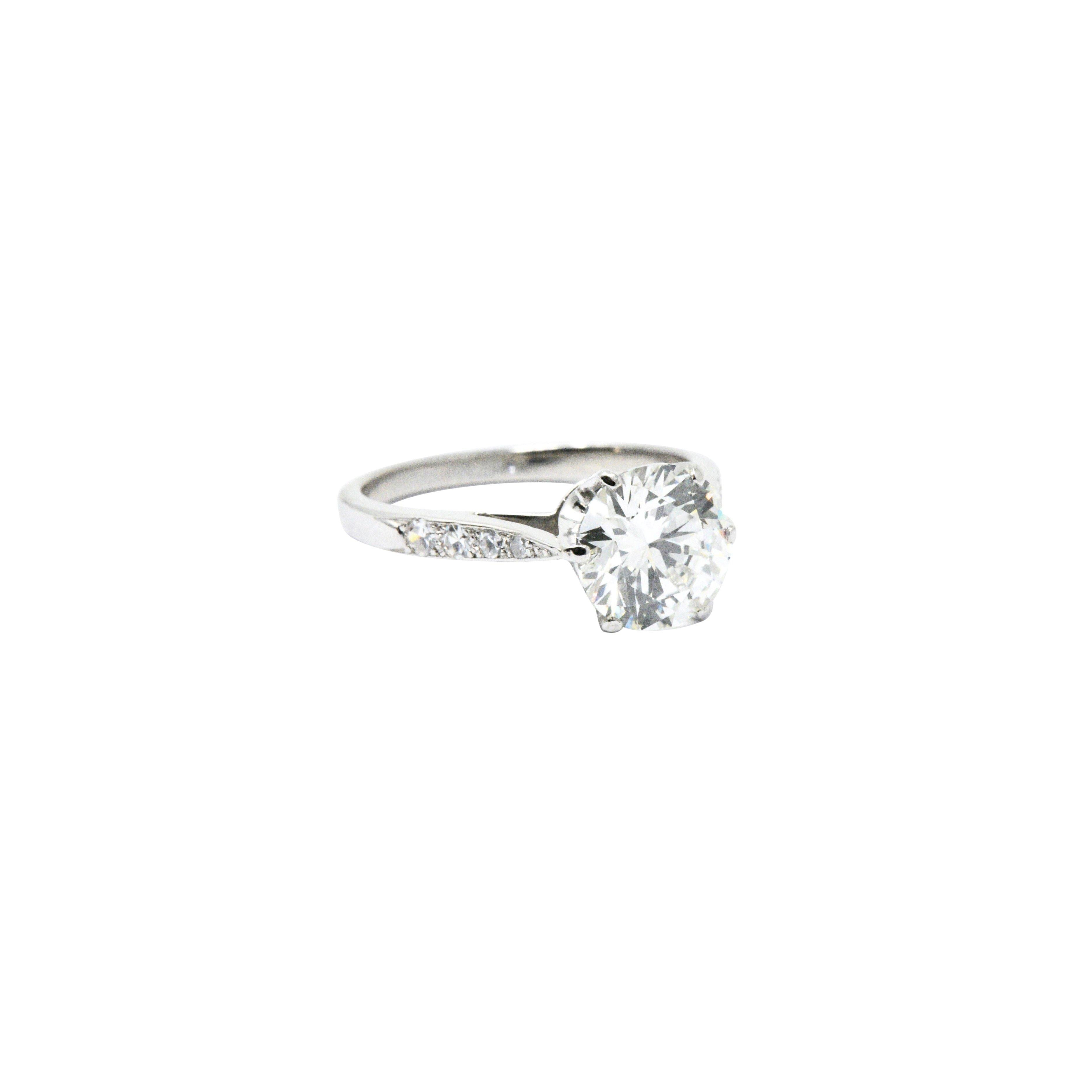 Art Deco Gorgeous 1.87 CTW Diamond & Platinum Engagement Ring GIA