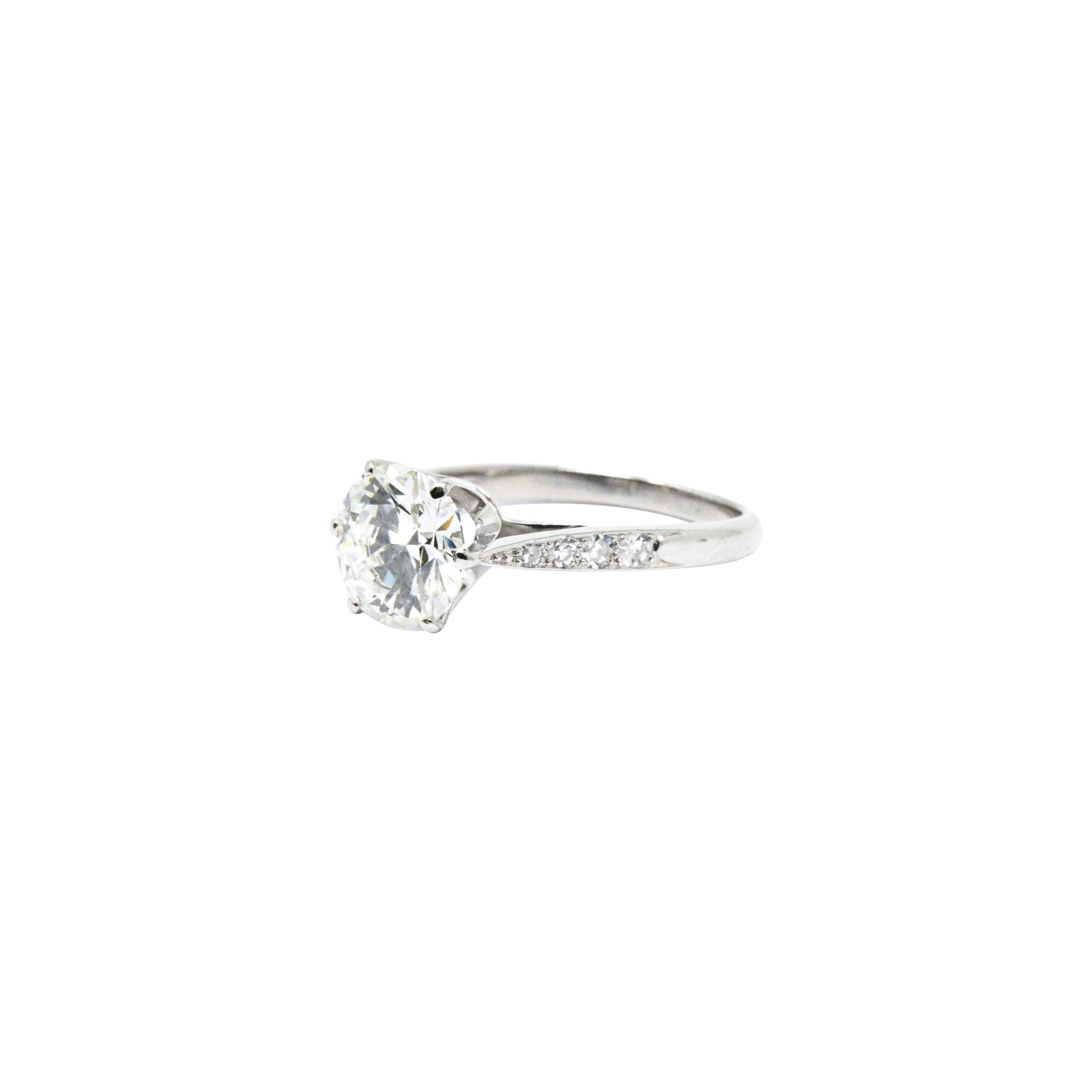 Gorgeous 1.87 CTW Diamond & Platinum Engagement Ring GIA In Excellent Condition In Philadelphia, PA