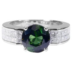 Gorgeous 18k Pavé Ring with 1.65 Ct Natural Tourmaline and Diamonds, IGI Cert
