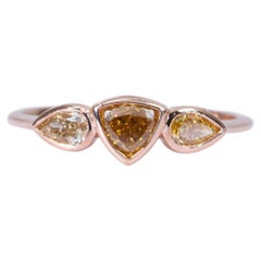 Gorgeous 18k Pink Gold 3 Stone Ring with 0.3ct Natural Diamonds AIG Certificate