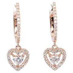 Gorgeous 18k Rose Gold Drop Earrings w/ 0.60ct Natural Diamonds, AIG Certificate