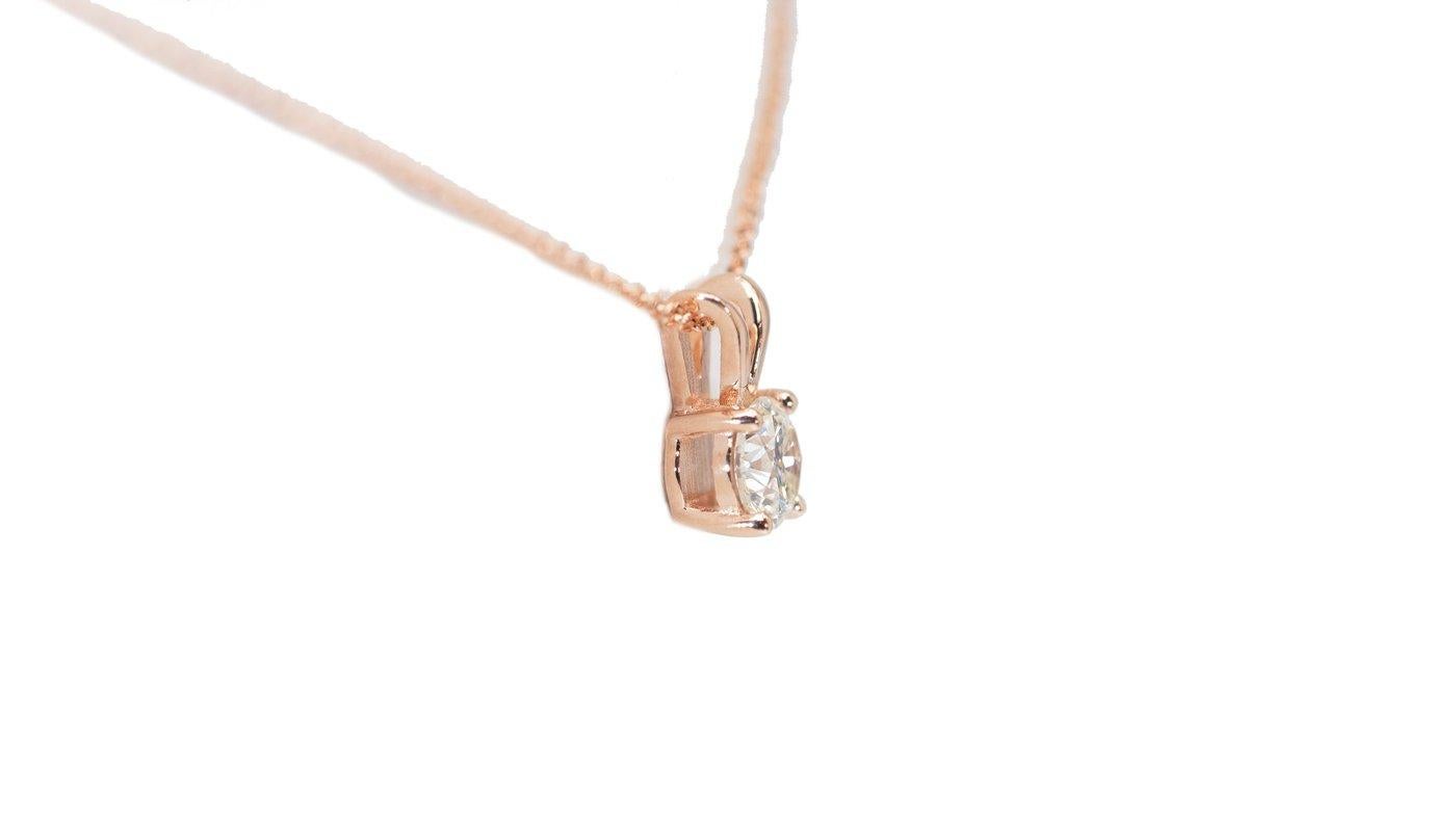 Magnifique collier et pendentif en or rose 18 carats avec un diamant naturel de 0,8 carat certifié GIA en vente 1