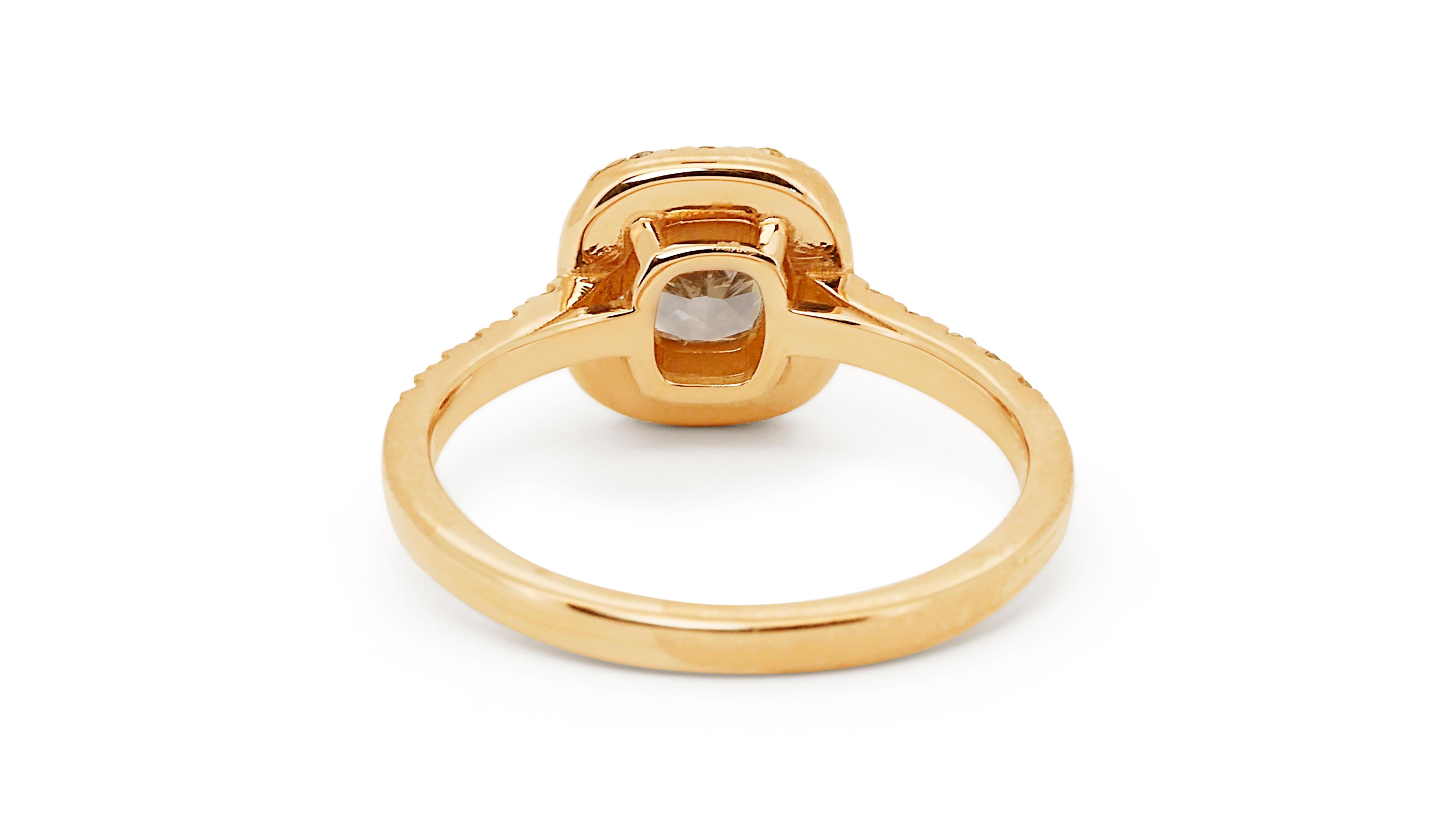 Wunderschöner Halo-Ring aus 18 Karat Roségold mit 1,16 Karat natürlichen Diamanten, AIG-Zertifikat 3
