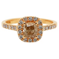 Gorgeous 18k Rose Gold Pave Halo Ring 1.16ct Natural Diamonds AIG Certificate