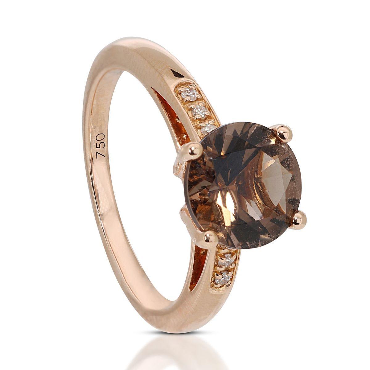 Gorgeous 18k Rose Gold Pave Ring with 1.83 Carat Natural Quartz and Diamonds 2