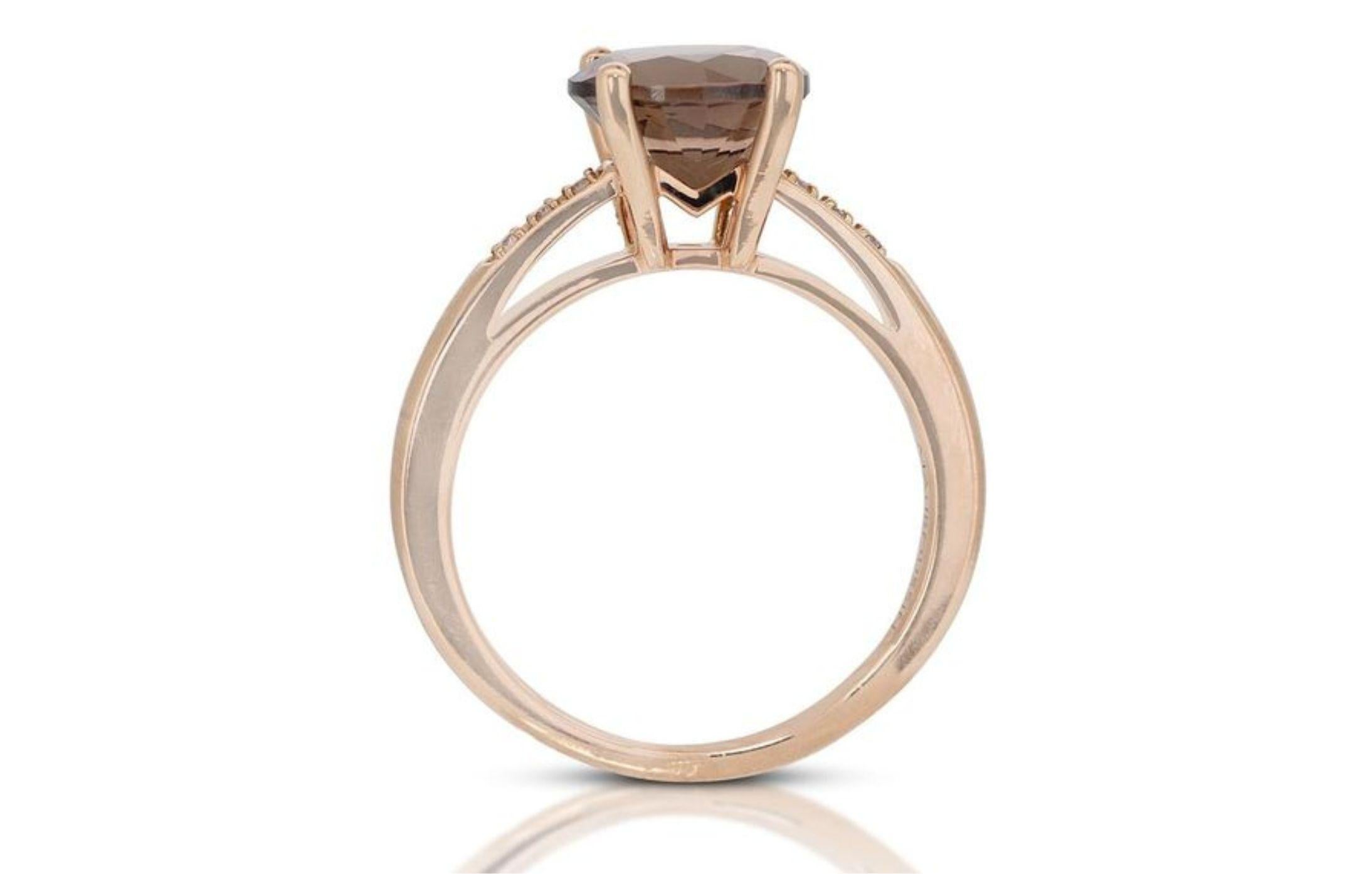 Gorgeous 18k Rose Gold Pave Ring with 1.83 Carat Natural Quartz and Diamonds 3