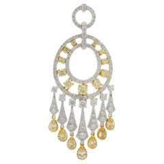 Precioso Collar de Oro de Dos Tonos de 18k 9ctw Diamantes Amarillos y Blancos Fancy Chandelier