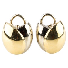 Gorgeous 18k Two Tone Gold Rosebud Huggie Earrings