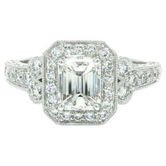 Gorgeous 18k White Gold 2.04ctw Emerald Diamond Covered Engagement Ring