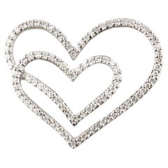 Magnifique pendentif en or blanc 18 carats avec double cœur et diamants de 1 carat
