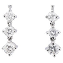 Gorgeous 18k White Gold Drop Earrings with 0.19 Ct Natural Diamonds