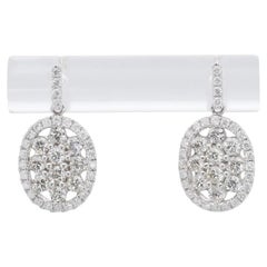 Gorgeous 18K White Gold Drop Earrings with 1.20 Ct Natural Diamonds NGI Cert
