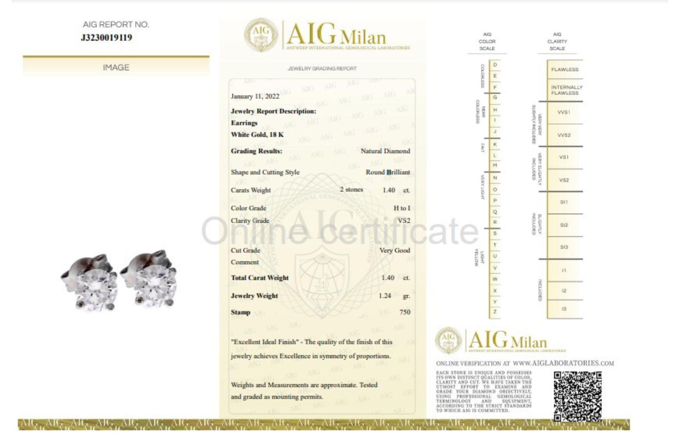 Wunderschöne Ohrringe aus 18 Karat Weißgold mit 1,40 natürlichen Diamanten im Angebot 3