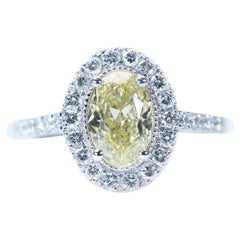 Gorgeous 18k White Gold Halo Ring w/ 2.10 Ct Natural Diamonds, GIA Certificate