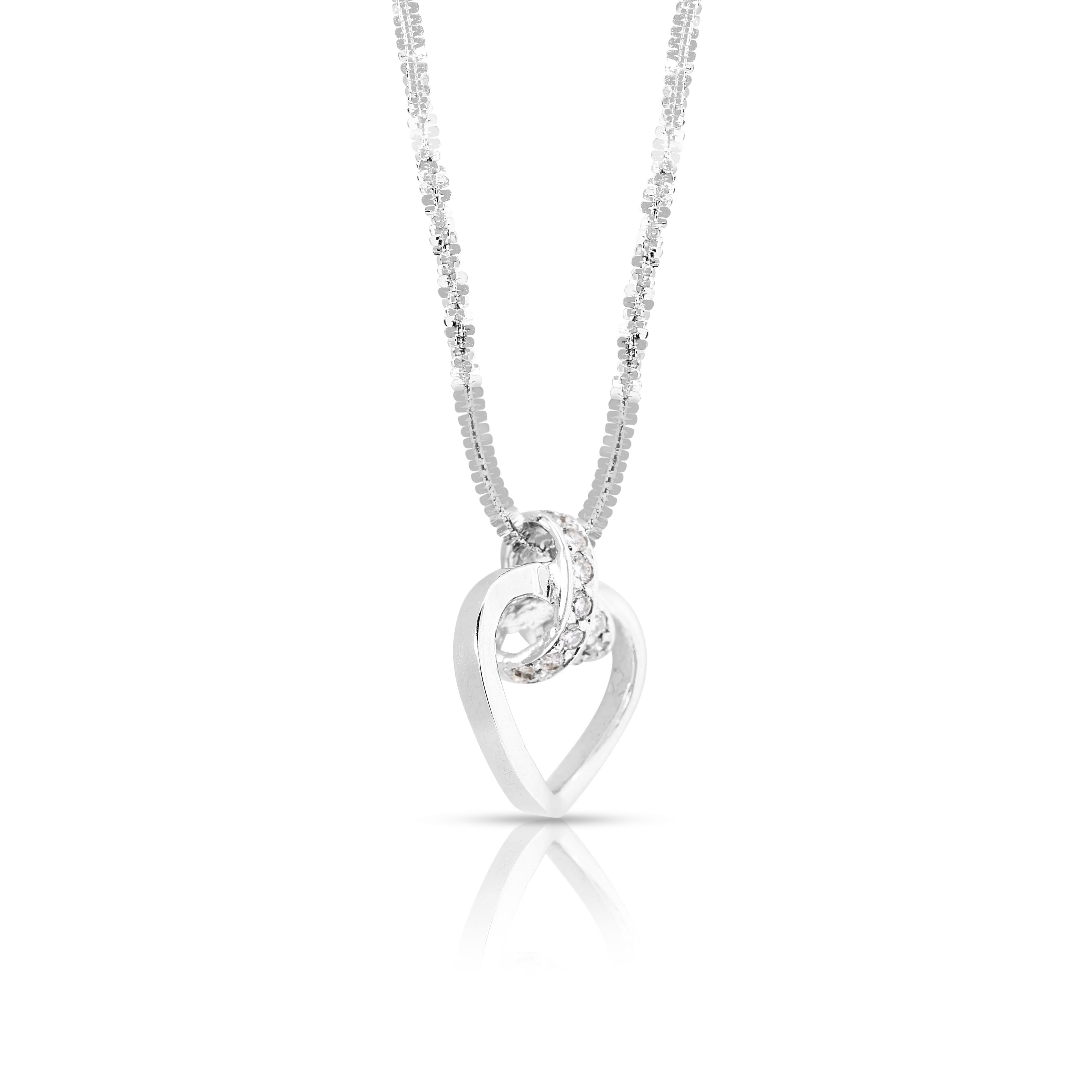 Lovely 0.2ct Natural Diamonds Necklace in 18K White Gold In Excellent Condition In רמת גן, IL