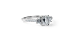Gorgeous 18k White Gold Natural Diamond 3 Stone Ring w/1.47 ct - GIA Certified