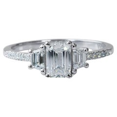 Gorgeous 18k White Gold Natural Diamond 3 Stone Ring w/1.47 ct - GIA Certified 