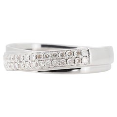 Gorgeous 18k White Gold Pave Band Ring with 0.36 Ct Natural Diamonds