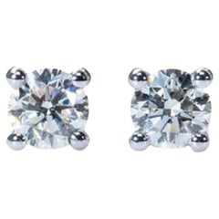 Gorgeous 18k White Gold Stud Earrings w/ .80 Ct Natural Diamonds-AIG Certificate
