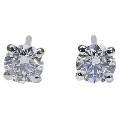 Gorgeous 18k White Gold Stud Earrings with 0.80 Ct Natural Diamonds GIA Cert