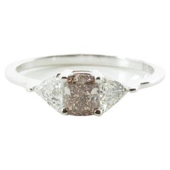Gorgeous 18K White Gold Three Stone Ring with 0.81 Ct Natural Diamonds-GIA Cert