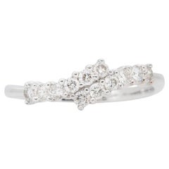 Gorgeous 18k White Gold Twist Ring with 0.24 Ct Natural Diamonds