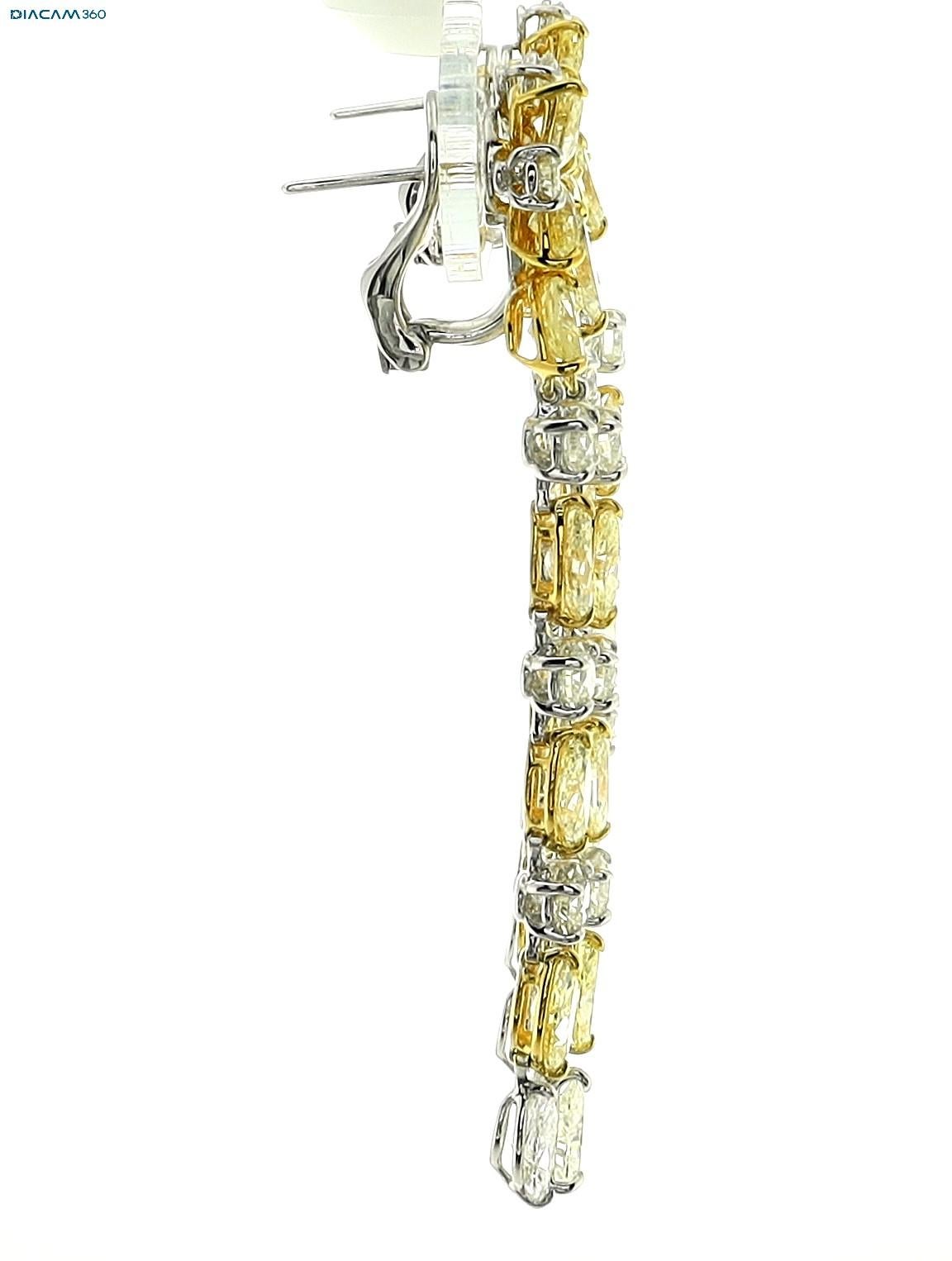 Art Deco Sophia D. Yellow Diamond and Diamond Gold Earrings  For Sale
