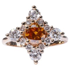 Wunderschöner Cluster-Ring aus 18 Karat Gelbgold mit 1,48 Karat natürlichen Diamanten, GIA-Zertifikat