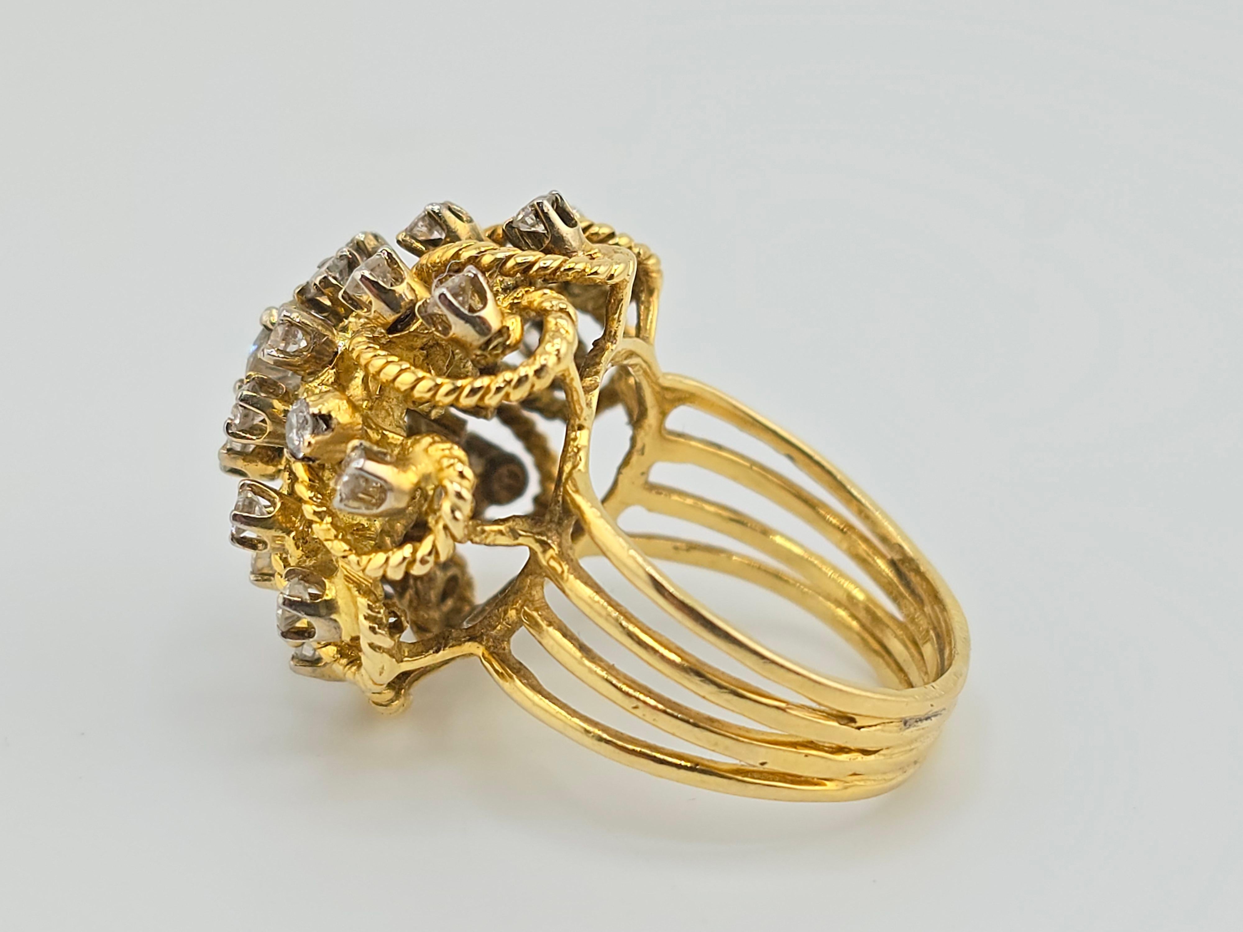 Wunderschöner 18K Gelbgold Dome Ring mit Diamanten Damen