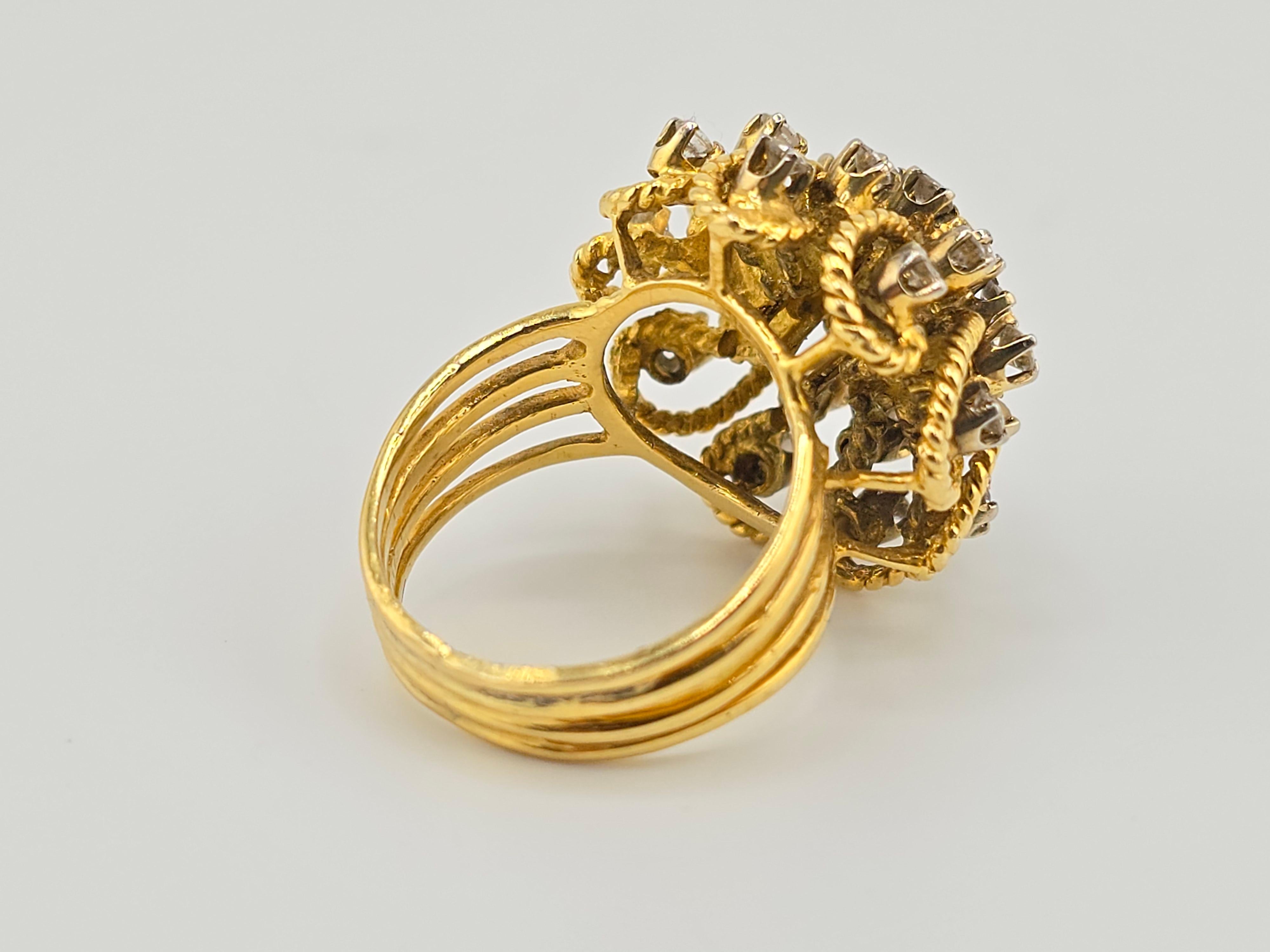 Wunderschöner 18K Gelbgold Dome Ring mit Diamanten 1