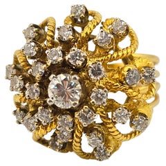 Wunderschöner 18K Gelbgold Dome Ring mit Diamanten