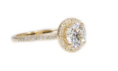 Gorgeous 18k Yellow Gold Halo Ring w/ 1.07ct Natural Diamonds, GIA Certificate