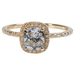 Gorgeous 18K Yellow gold Halo Ring with 1.24ct Natural Diamonds -GIA Certificate