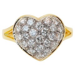 Gorgeous 18k Yellow Gold Heart Ring 0.75 Ct Natural Diamonds Igi Certificate Gorgeous 18k Yellow Gold Heart Ring 0.75 Ct Natural Diamonds Igi Certificate