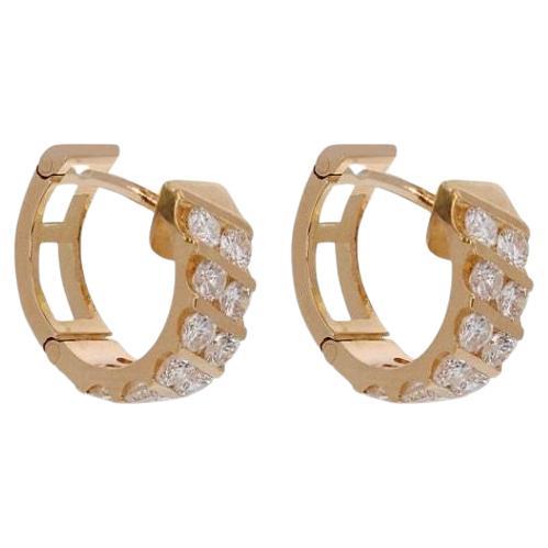 Gorgeous 18k Yellow Gold Hoop Earrings with 2.82 Total Carat of Natural Diamonds For Sale