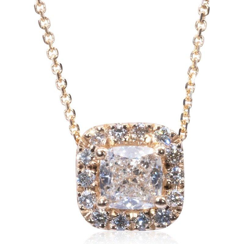Cushion Cut Gorgeous 18k Yellow Gold Necklace w/ 0.54ct Natural Diamonds, AIG Certificate