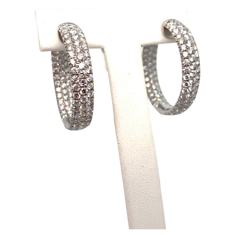 Large White Gold Hoop Earrings Sparkly Big 6cm Hoop Earrings – Diamond Cut Hoops In Silver Tone, White Gold Plated Steel With Leverback Closure Diamonds Hoop Earrings - Foto 12