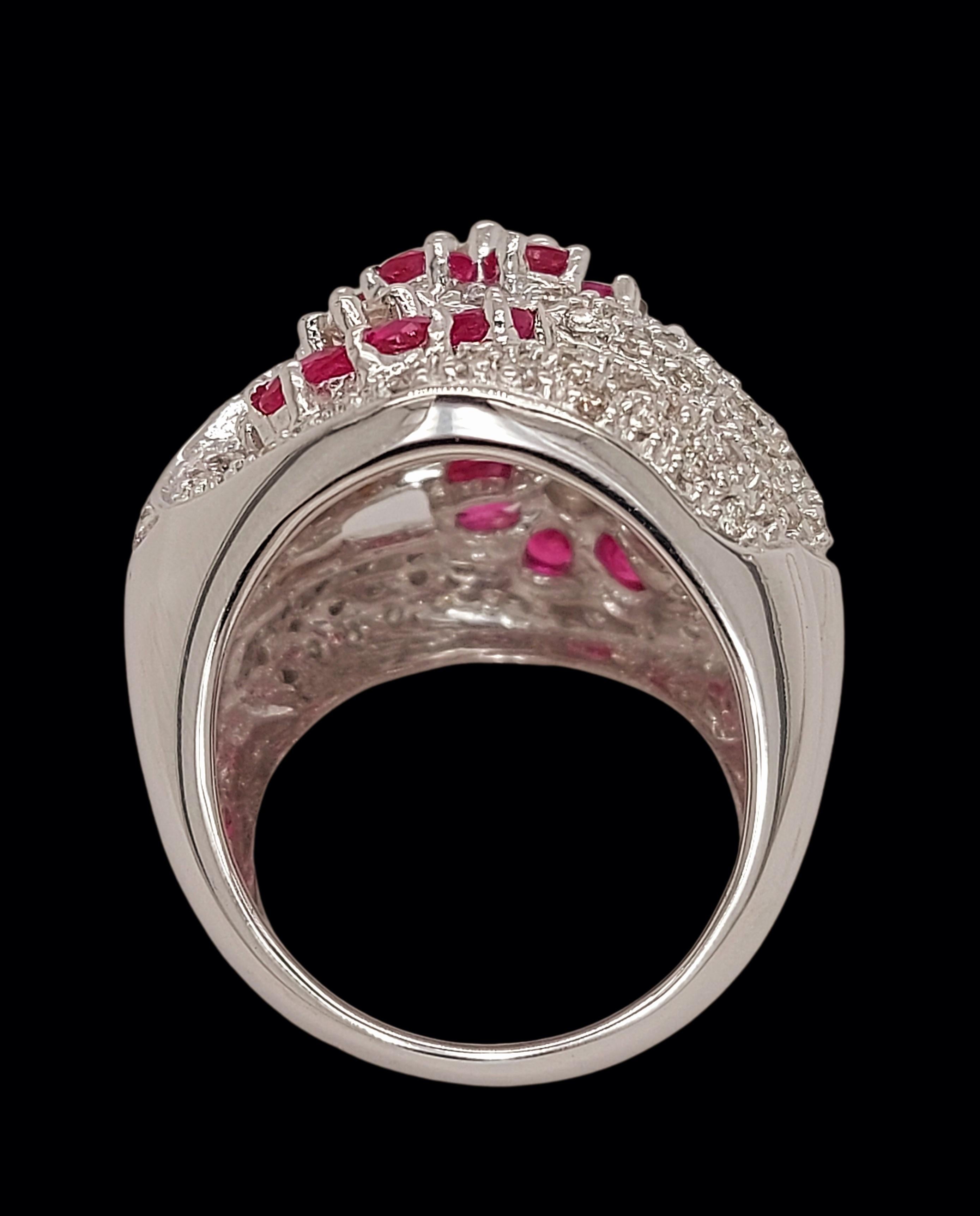Gorgeous 18kt White Gold Ring with 2.46ct Diamonds & Rubies For Sale 6