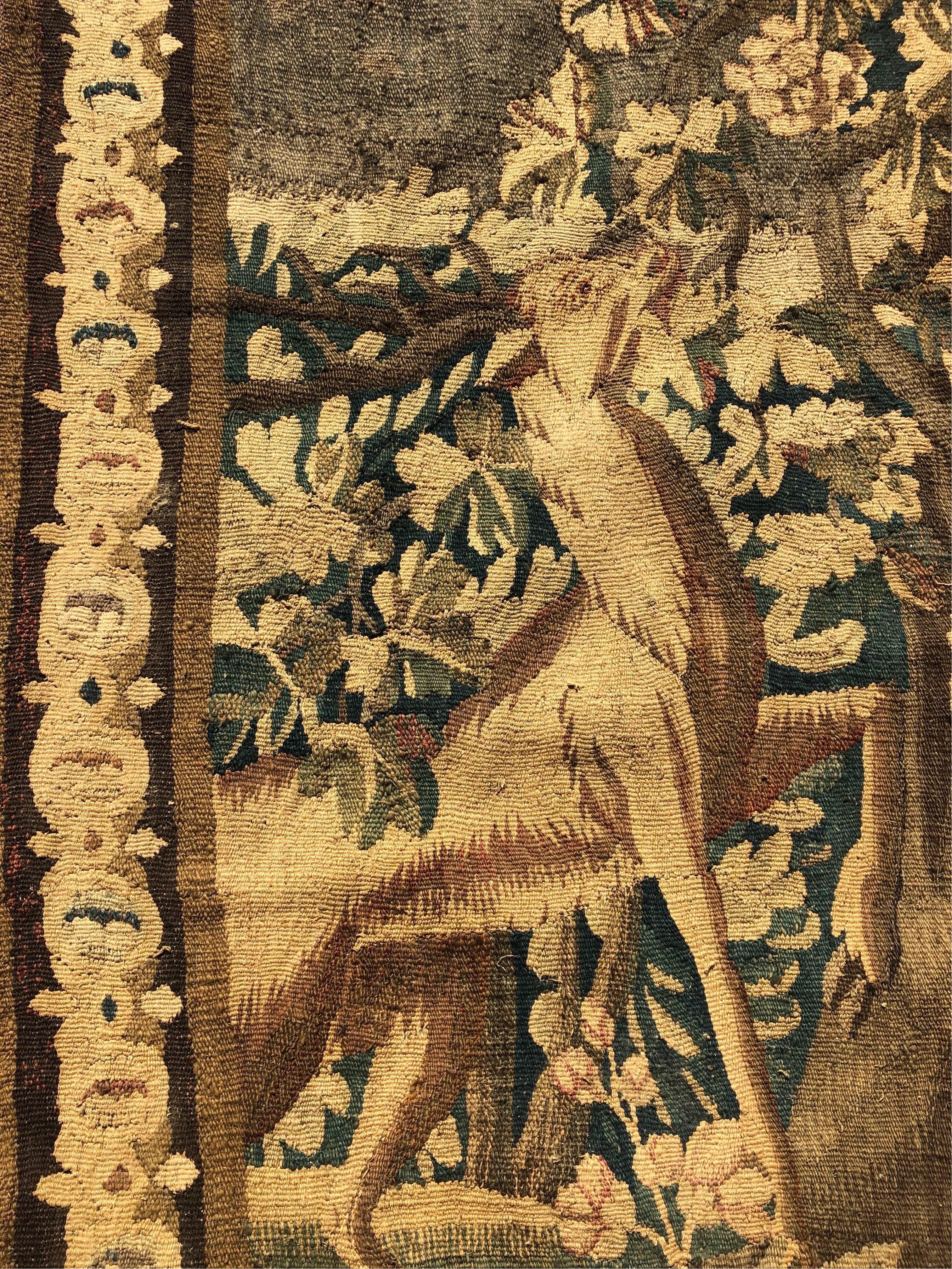 Gorgeous 18th Century French Aubusson Tapestry of Dogs Hunting A Stag 8