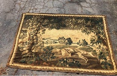 Gorgeous 18th Century French Aubusson Tapestry of Dogs Hunting A Stag