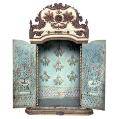 Gorgeous 18th Century Baroque South American Floral Shrine 